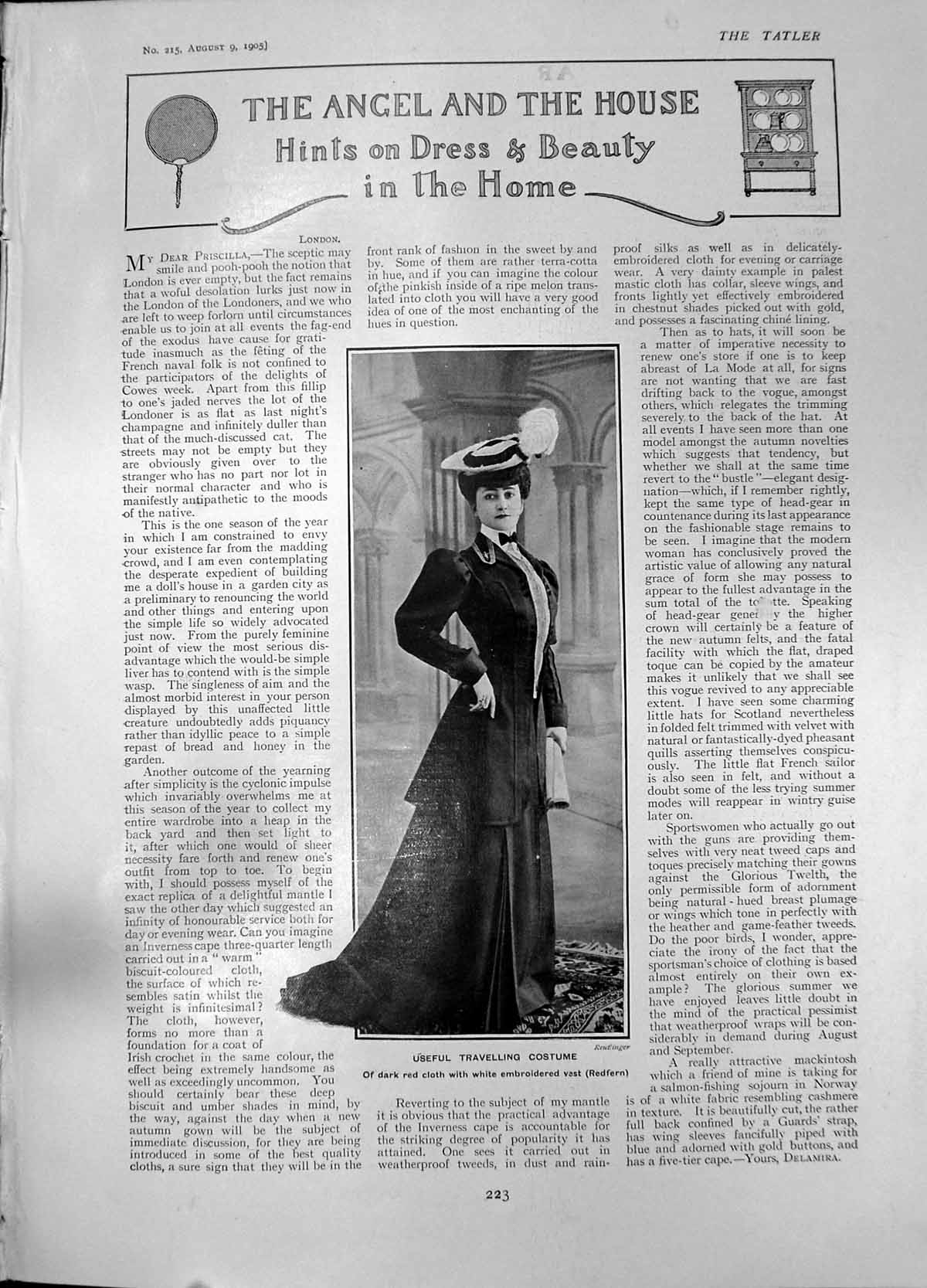 Old Print Travelling Costume Redfern Daimler Cars Meeting Blackpool 1905 20th