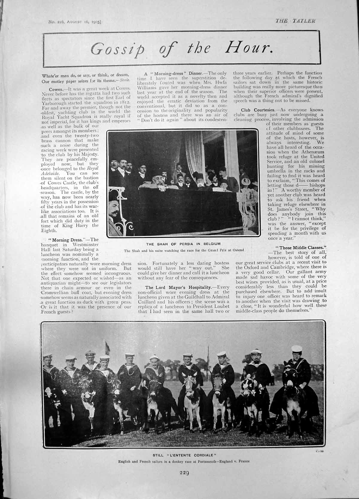 Old Shah Persia Belgium Sailors Donkey Race French Sailors London 190 20th