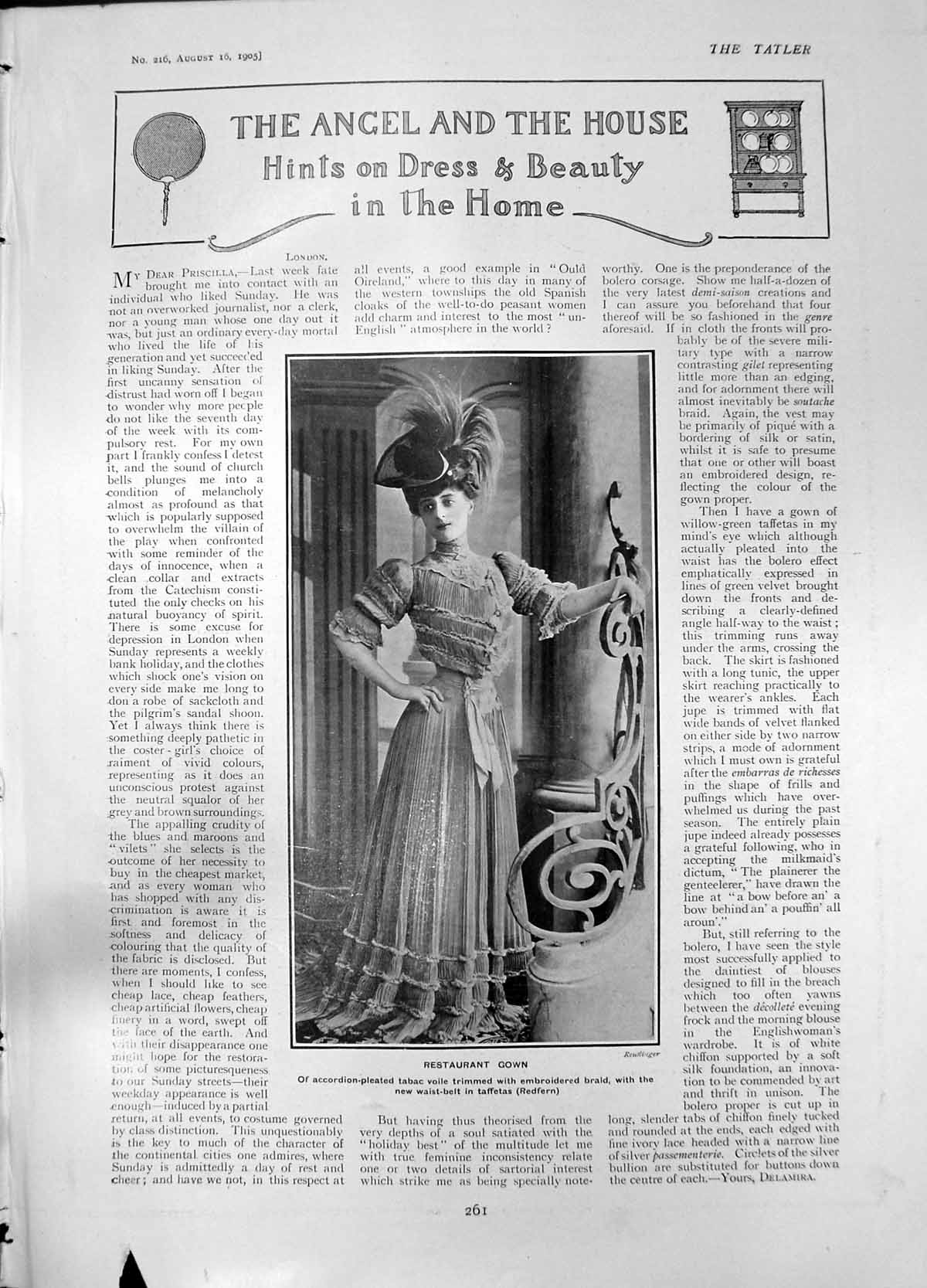 Old Print Restaurant Gown Daimler Garage Brighton G Huntley Pipe Car 1905 20th