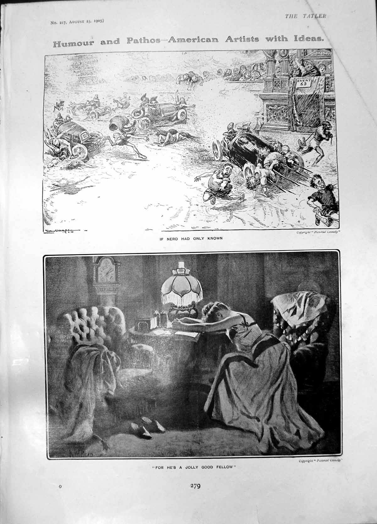 Old Print Humour Pathos Nero Had Known Hes Jolly Good Fellow No Joke 1905 20th