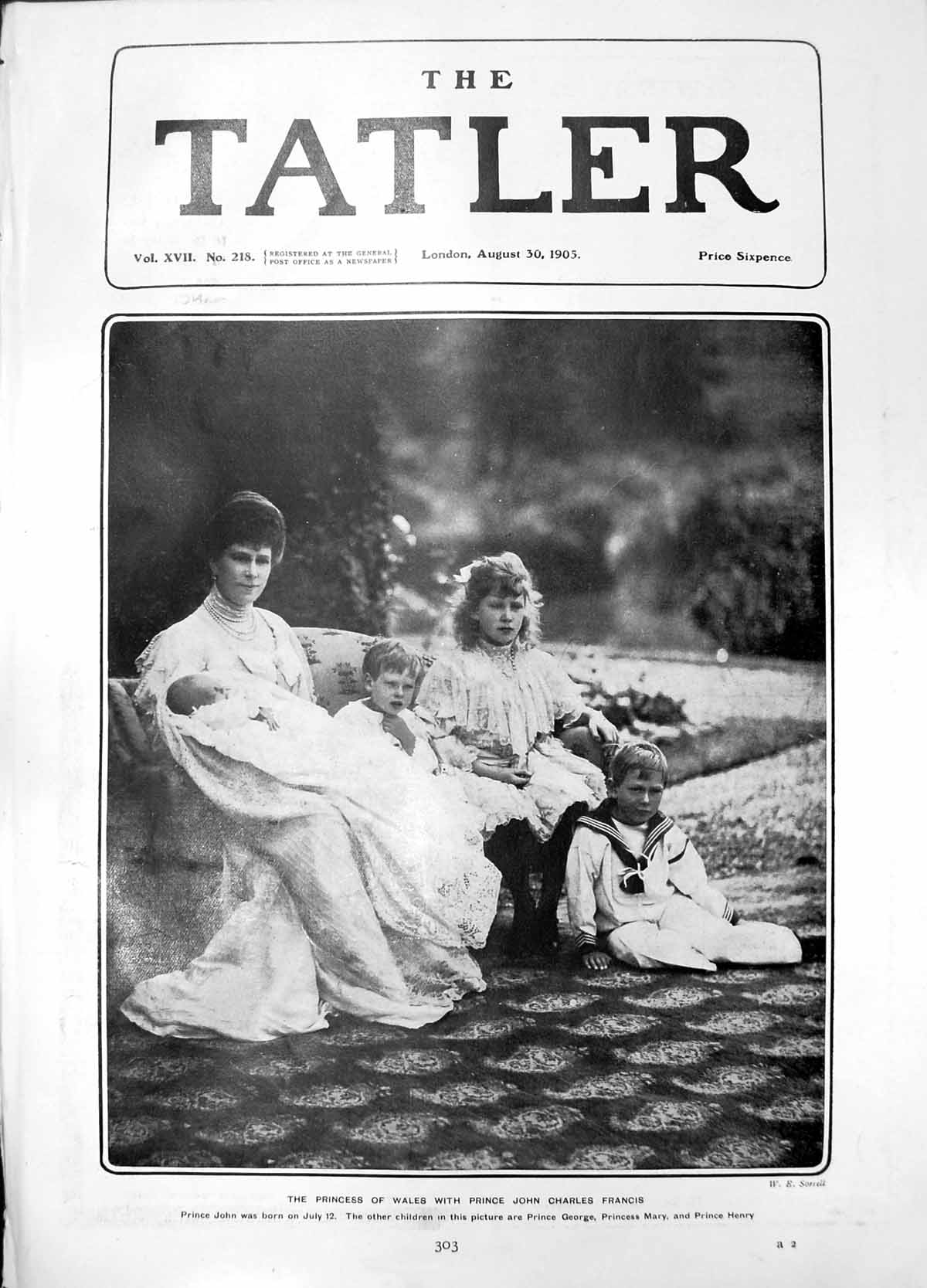 Antique Old Print Princess Wales Princes John George Henry Princess Mary 1905