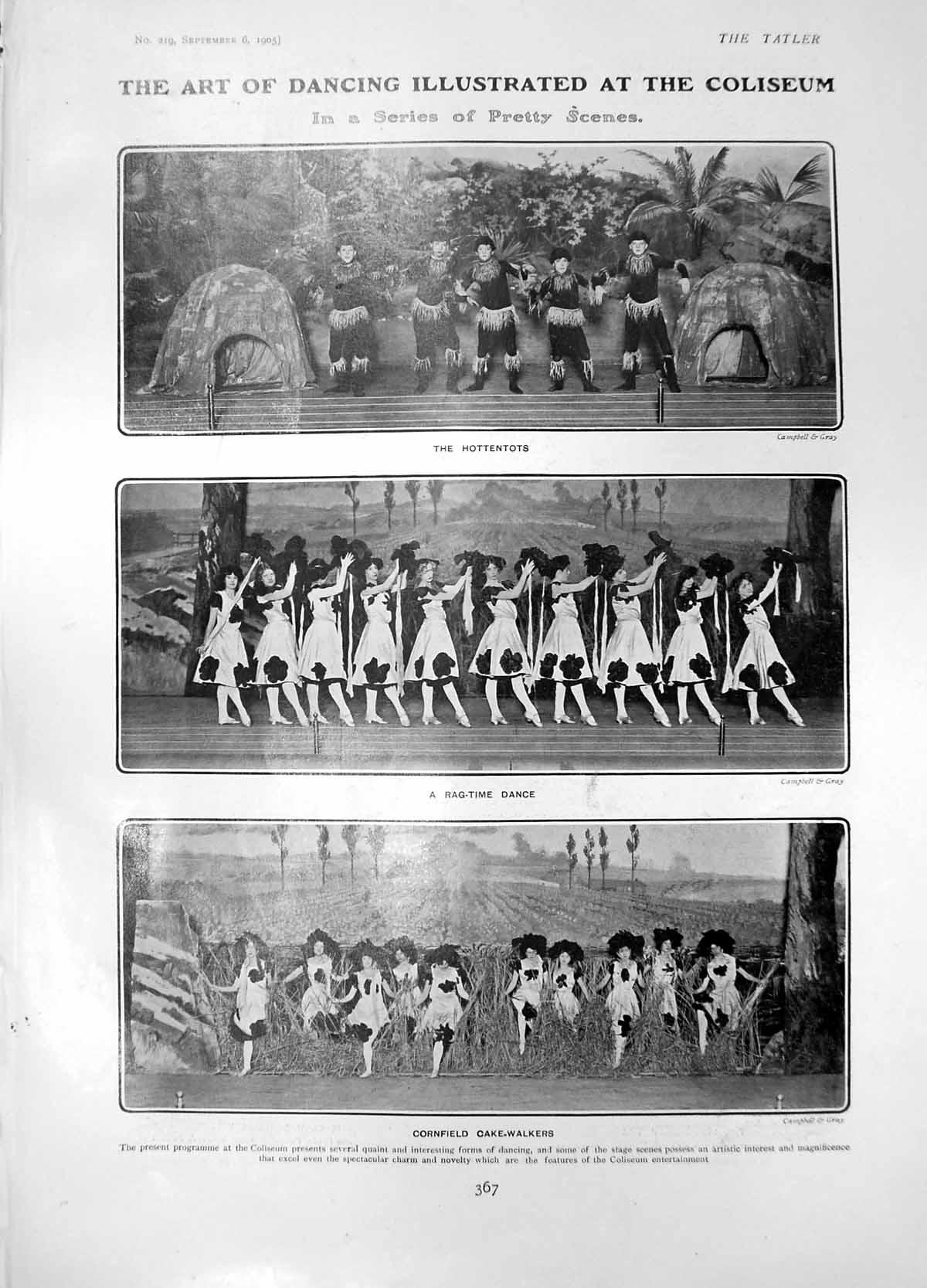 Antique Old Print Dancing Coliseum Hottentots Rag Time Dance Dutch Maid 1905