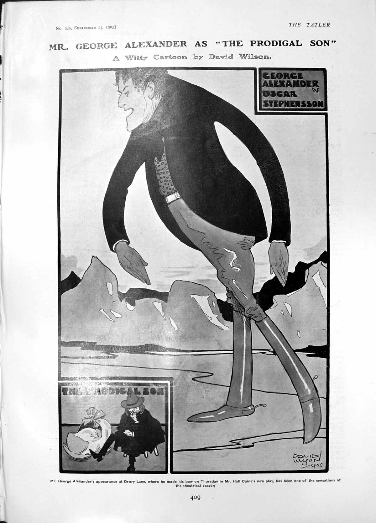 Old Antique Print George Alexander Prodigal Son Cartoon David Wilson 1905 20th