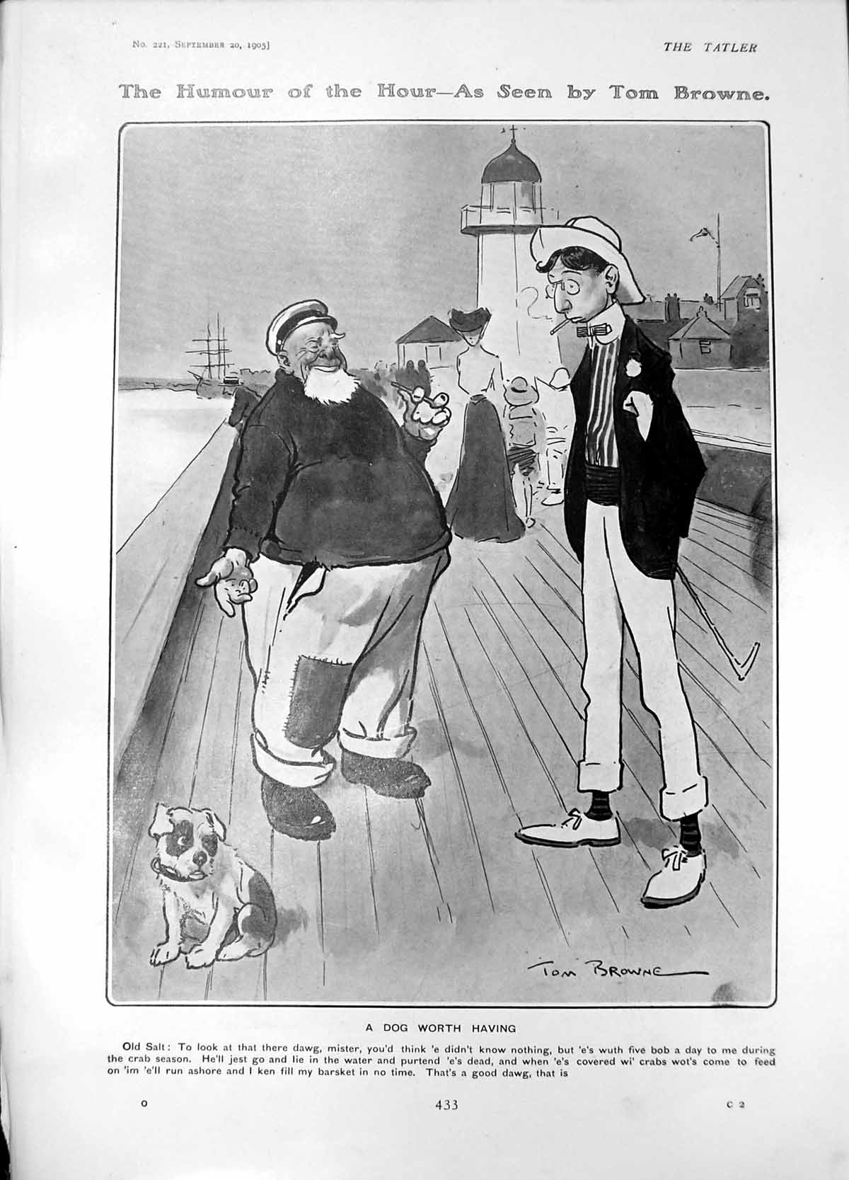 Old Antique Print Humour T Browne Dog Worth Having Gladys Auntie Egg 1905 20th