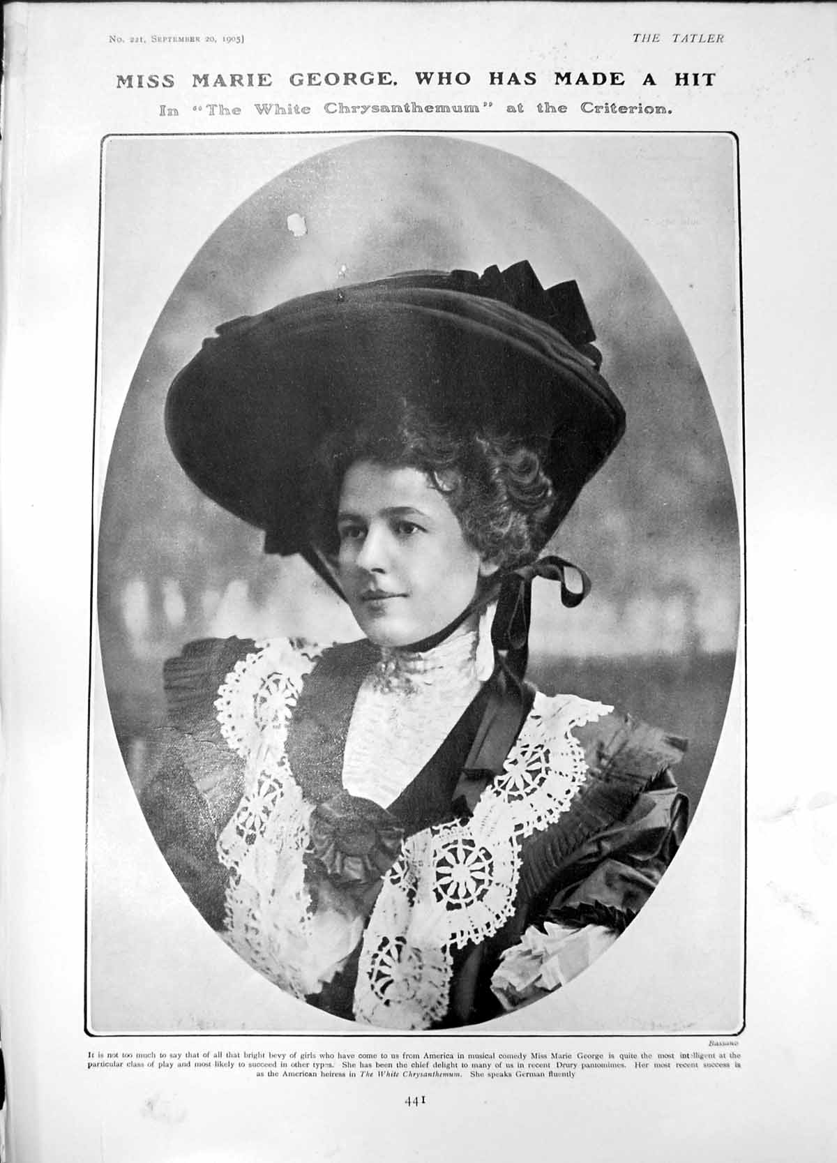 Old Print Marie George White Chrysanthemum Adeline Genee Aunt Uncle 1905 20th