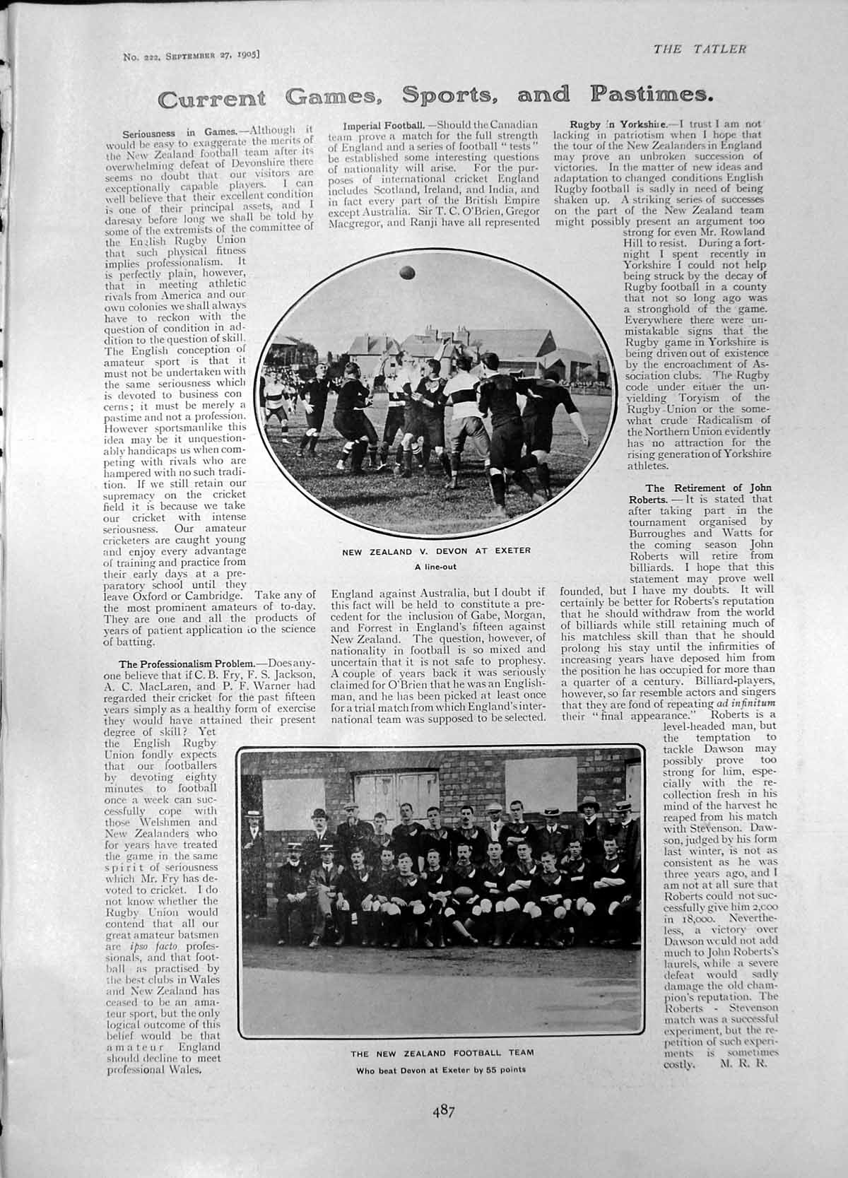 Antique Old Print New Zealand Football Team Beat Devon Exeter Tea Gown 1905