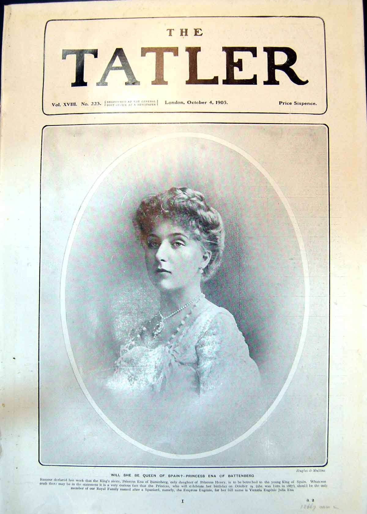 Original Old Antique Print Princess Ena Battenberg Will She Be Queen Spain 1905