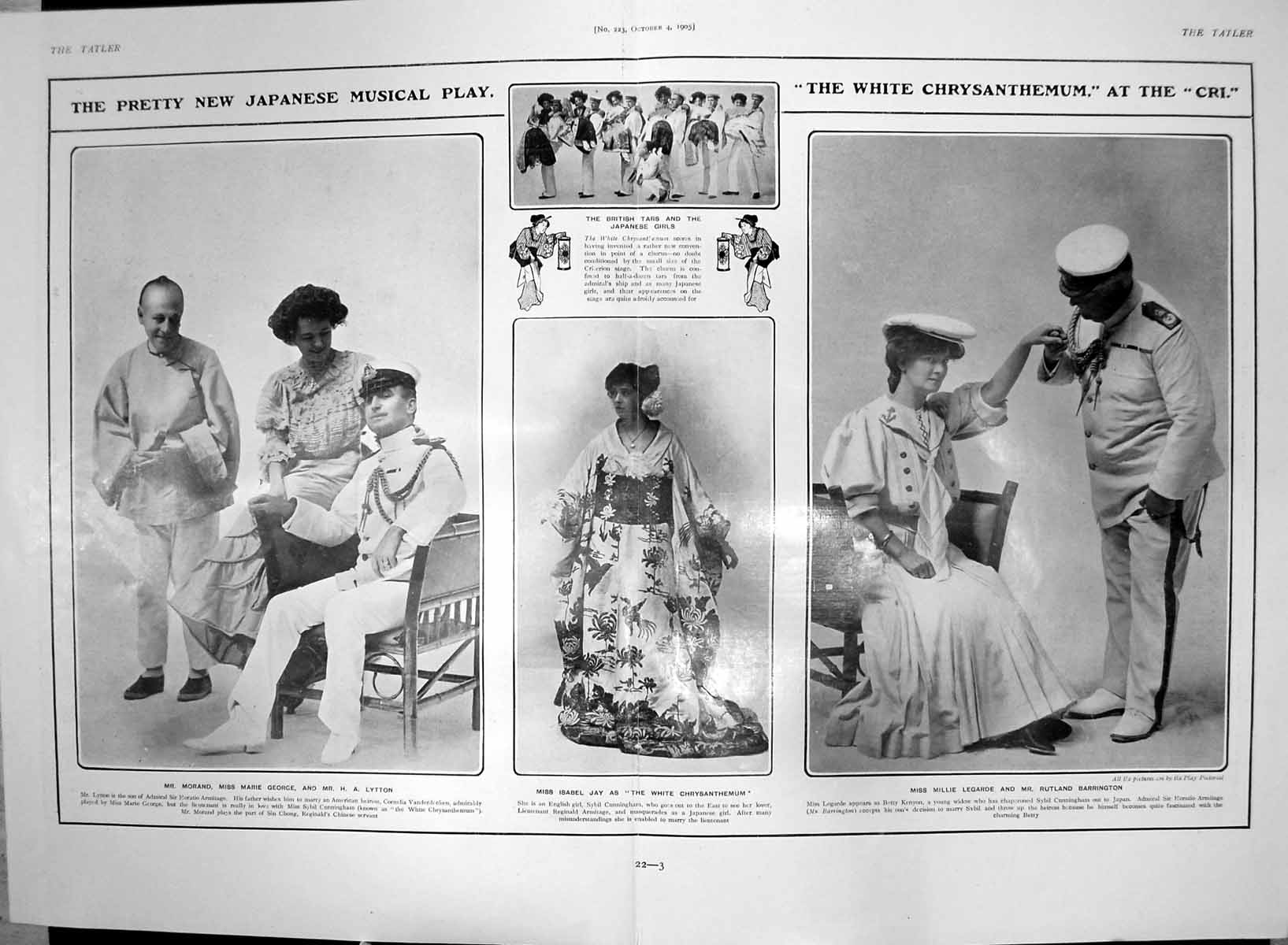 Antique Print Japanese Play White Chrysanthemum Mr Morand Marie George 1905