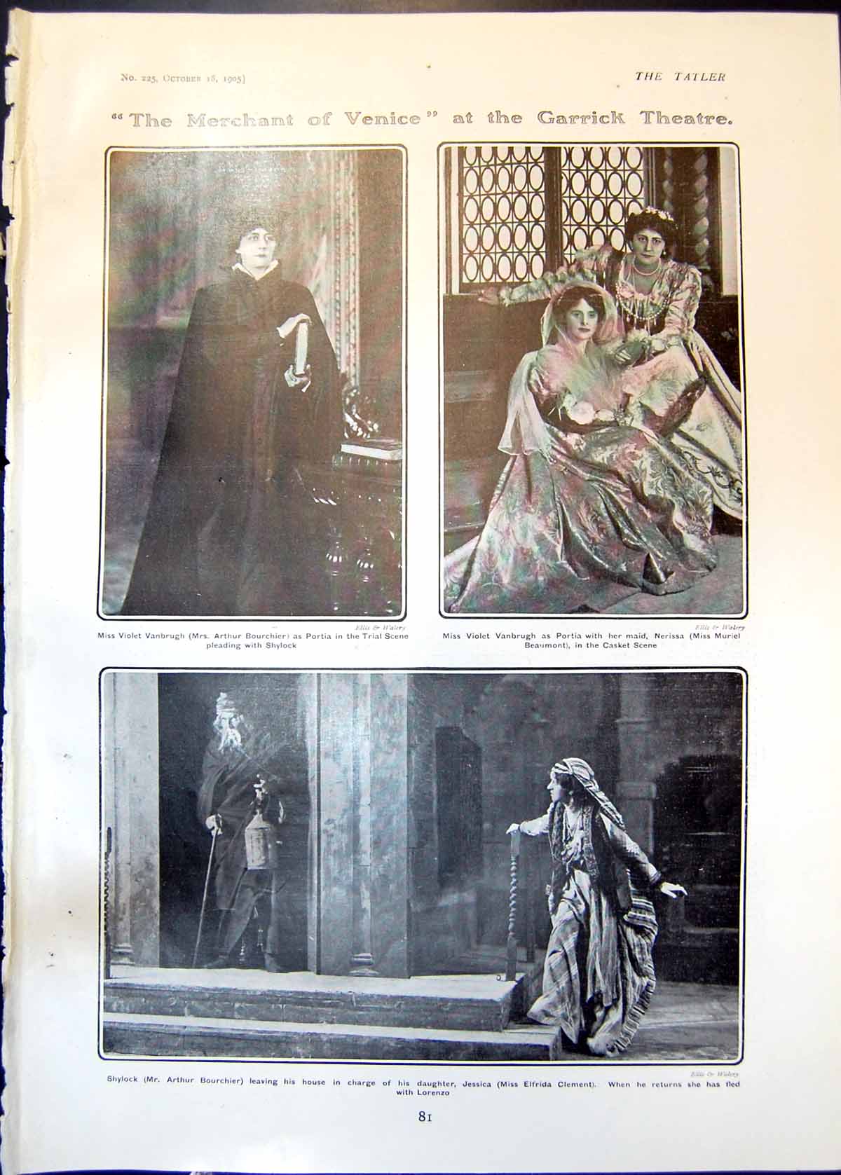 Antique Print Merchant Venice Garrick Mr Forbes Robertson Annie Hughes 1905