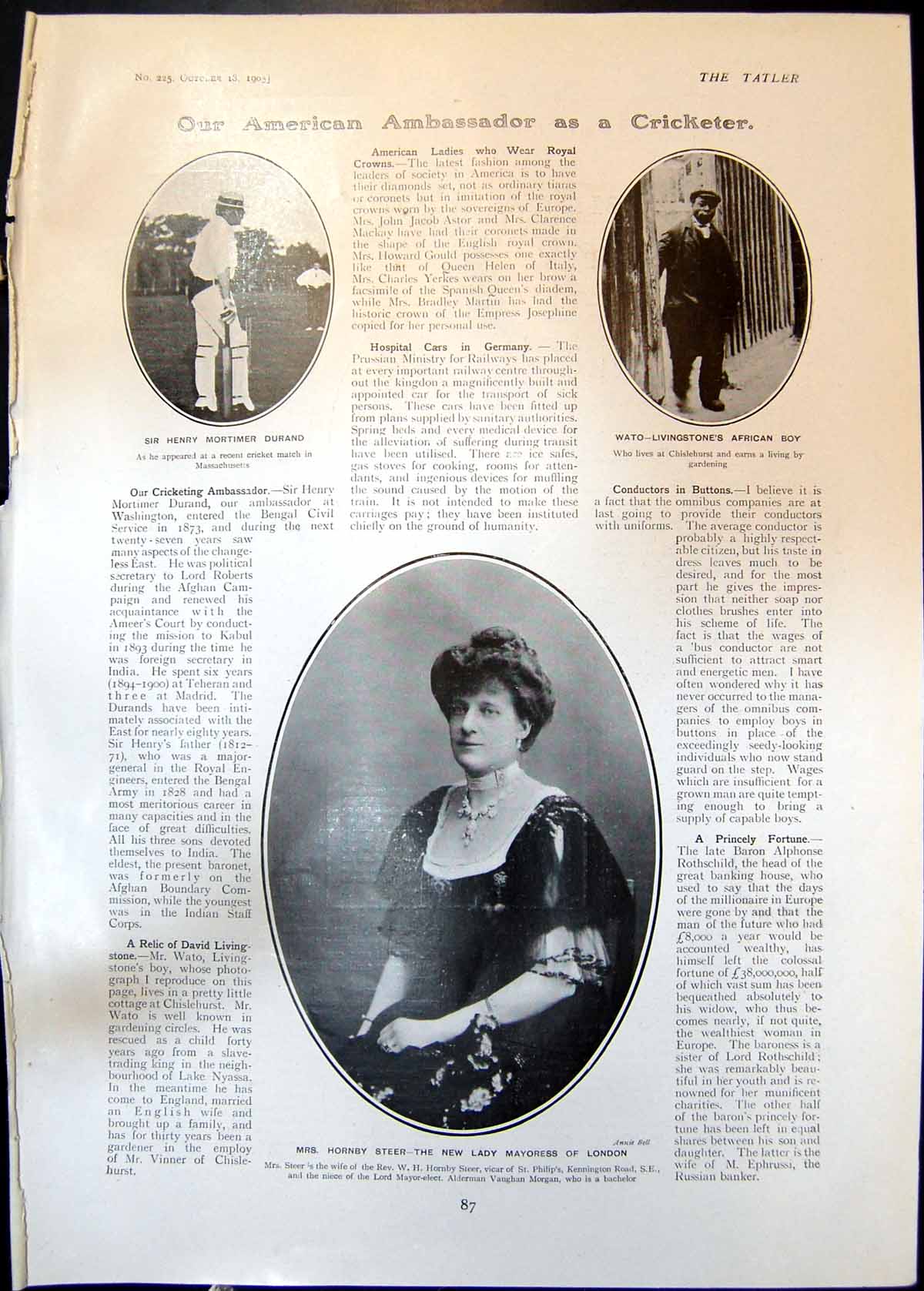 Old Print Mrs Hornby Steer Mayoress Sir Henry Durand Pamela Congreve 1905 20th