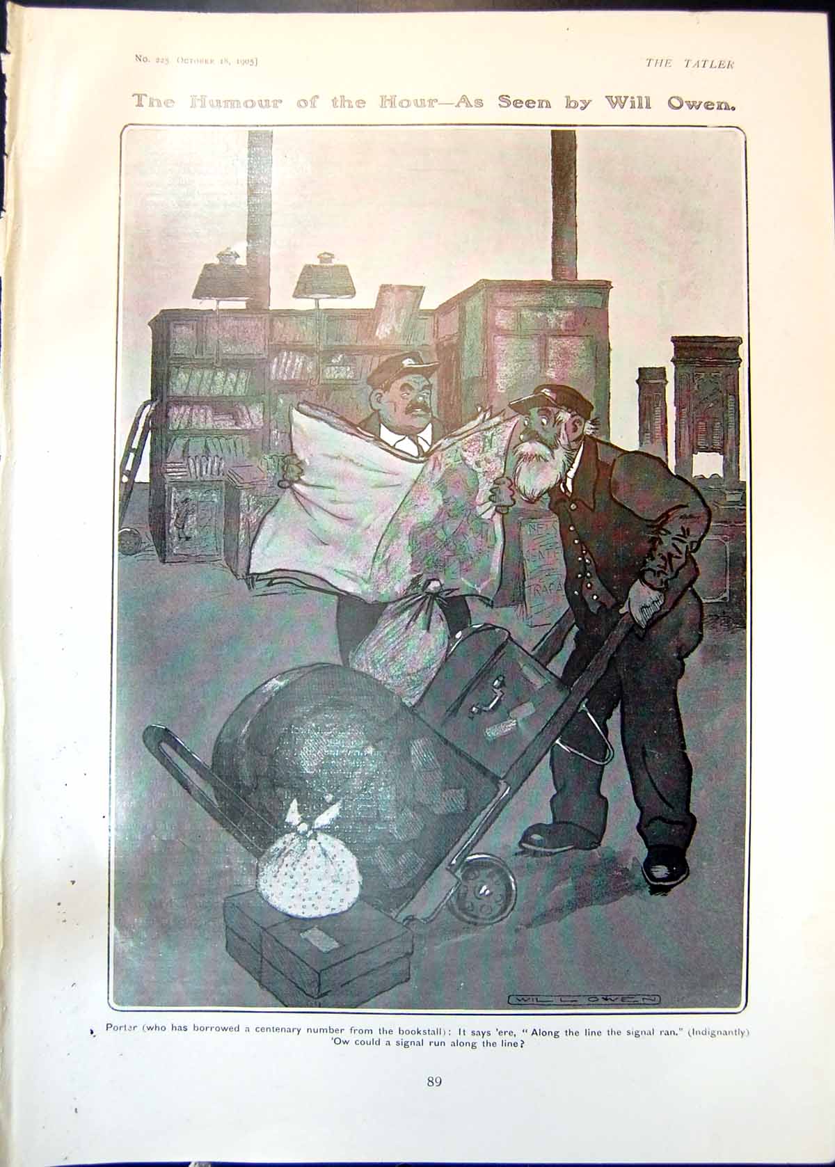 Antique Print Humour Hour Will Owen Porter Centenary Number Bookstall 1905 20th