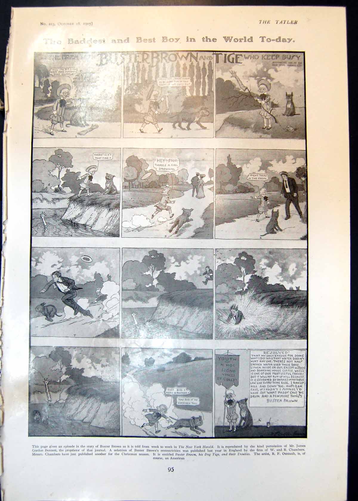 Old Print Baddest Best Boy Buster Brown Curious Font Curious Pulpit 1905 20th