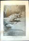 Antique Old Print Humour Hour G D Armour Unexpressed Thoughts Crocodile 1905