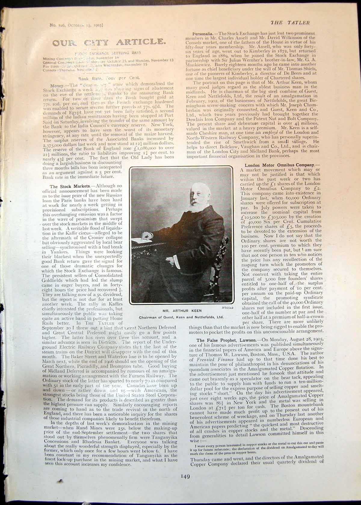 Old Print Arthur Keen Charles W Fielding Lieut Col D A Kinloch Golf 1905 20th