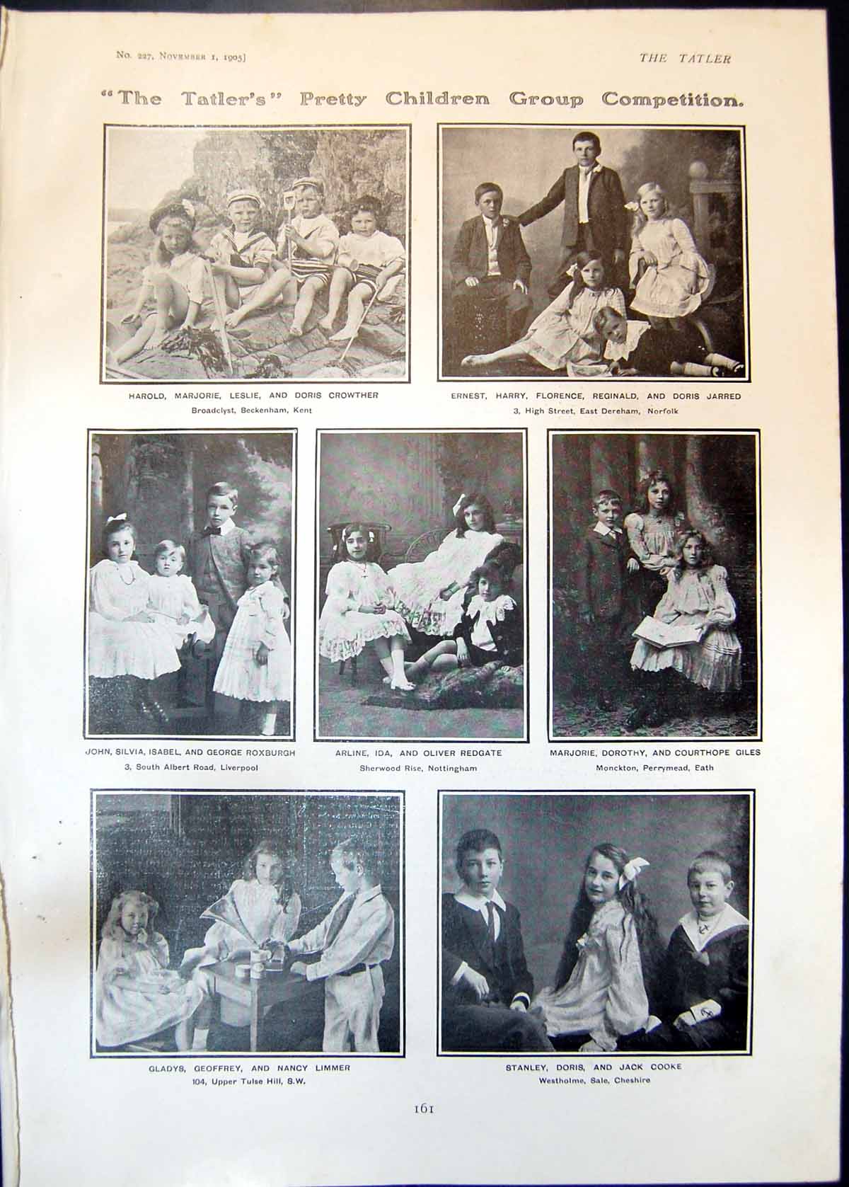 Old Antique Print Pretty Children Group Competition Pamela Congreve 1905 20th