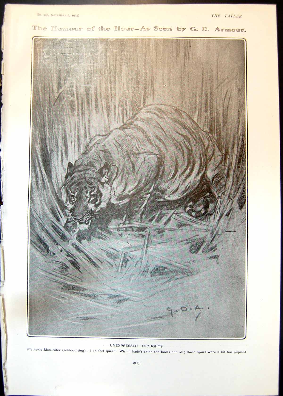 Old Humour Hour G Armour Man Eating Tiger Brank Toddington Hall 1905 20th