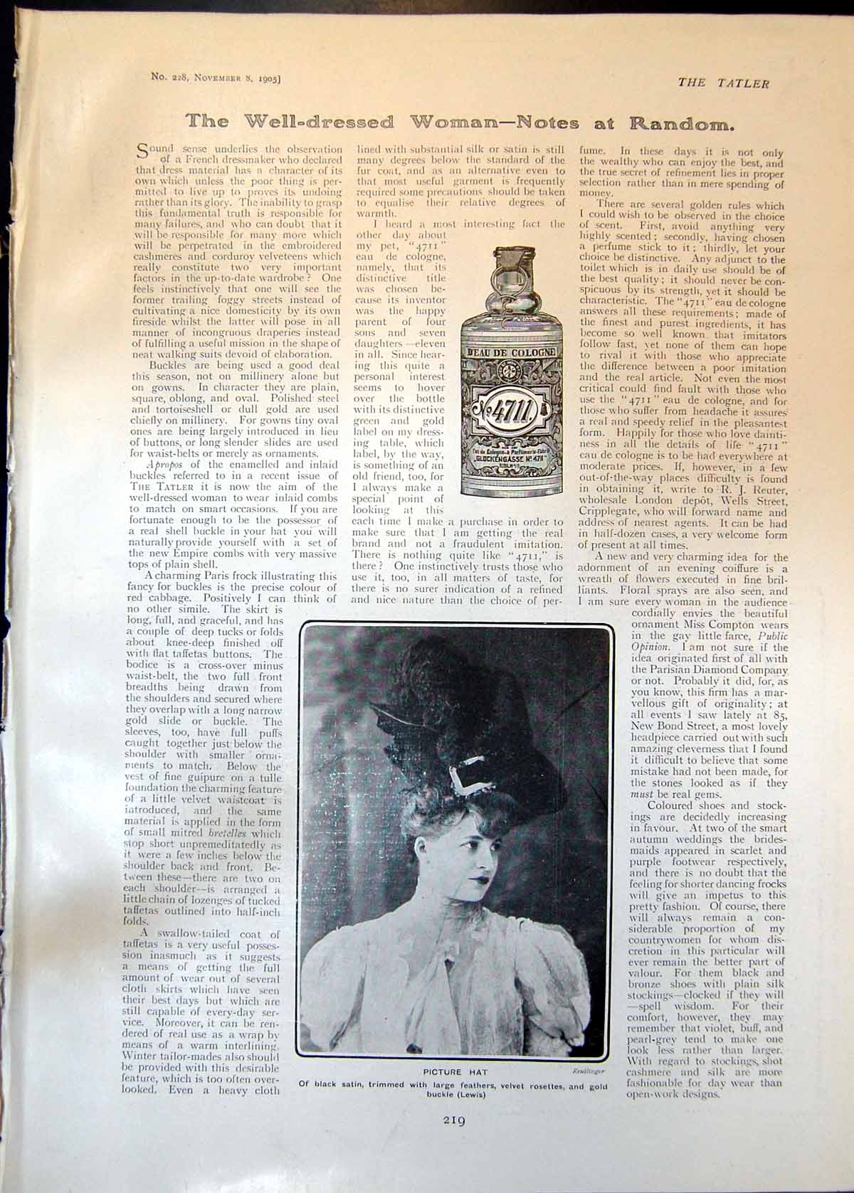 Antique Print Picture Hat Landaulette Fitted Middletons Pneumatic Hubs 1905