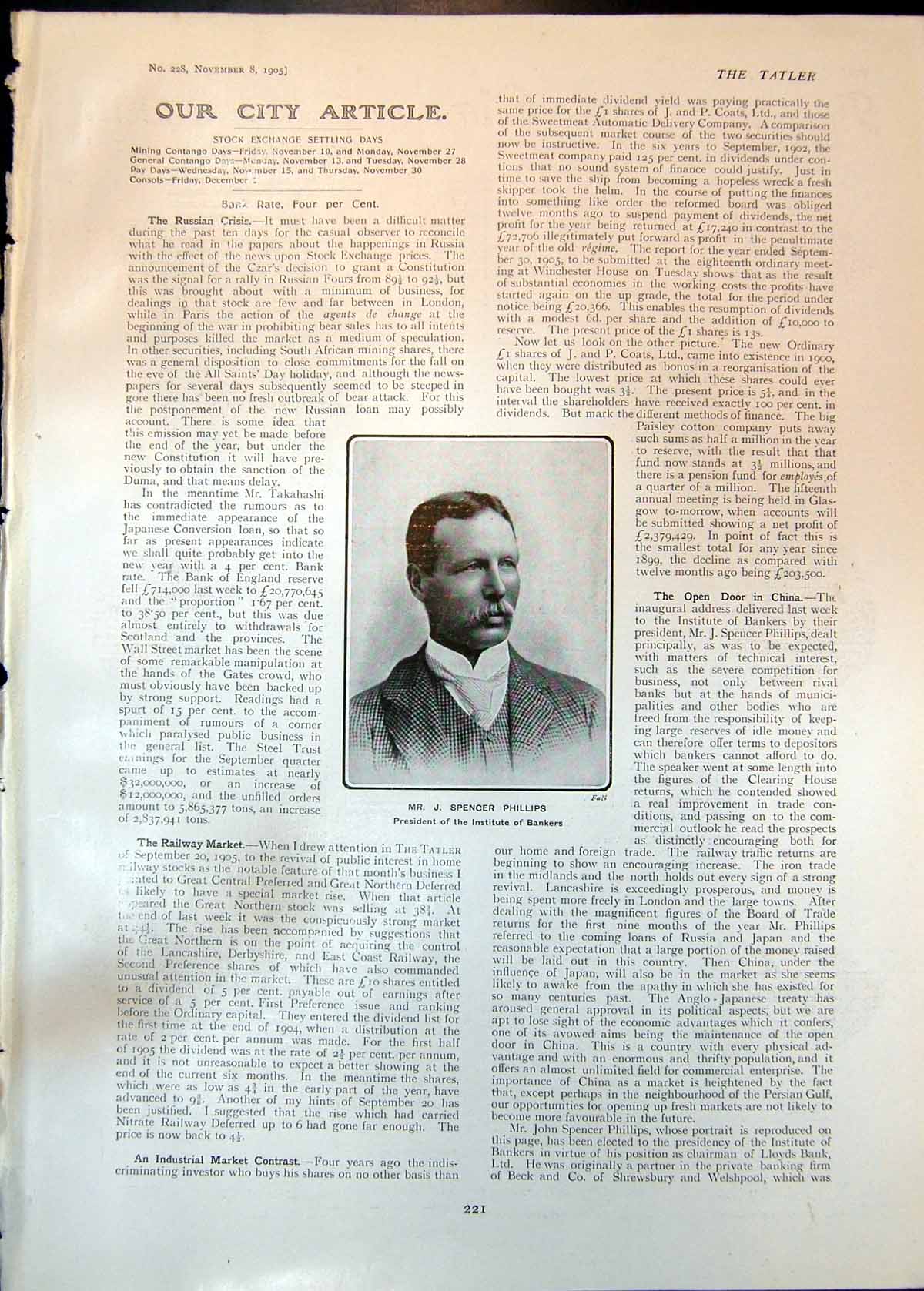 Old Mr J Spencer Phillips Banker Henry Hewkley Stock Exchange Art 190 20th