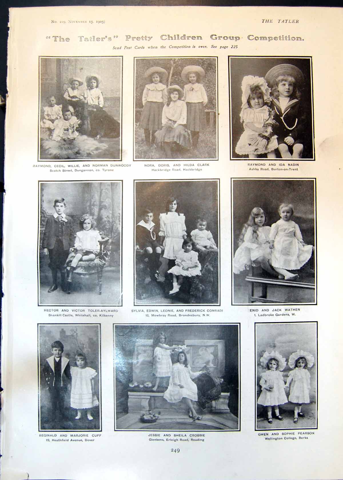 Old Print Children Competition Enid Jack Wathen Gwen Sophie Pearson 1905 20th