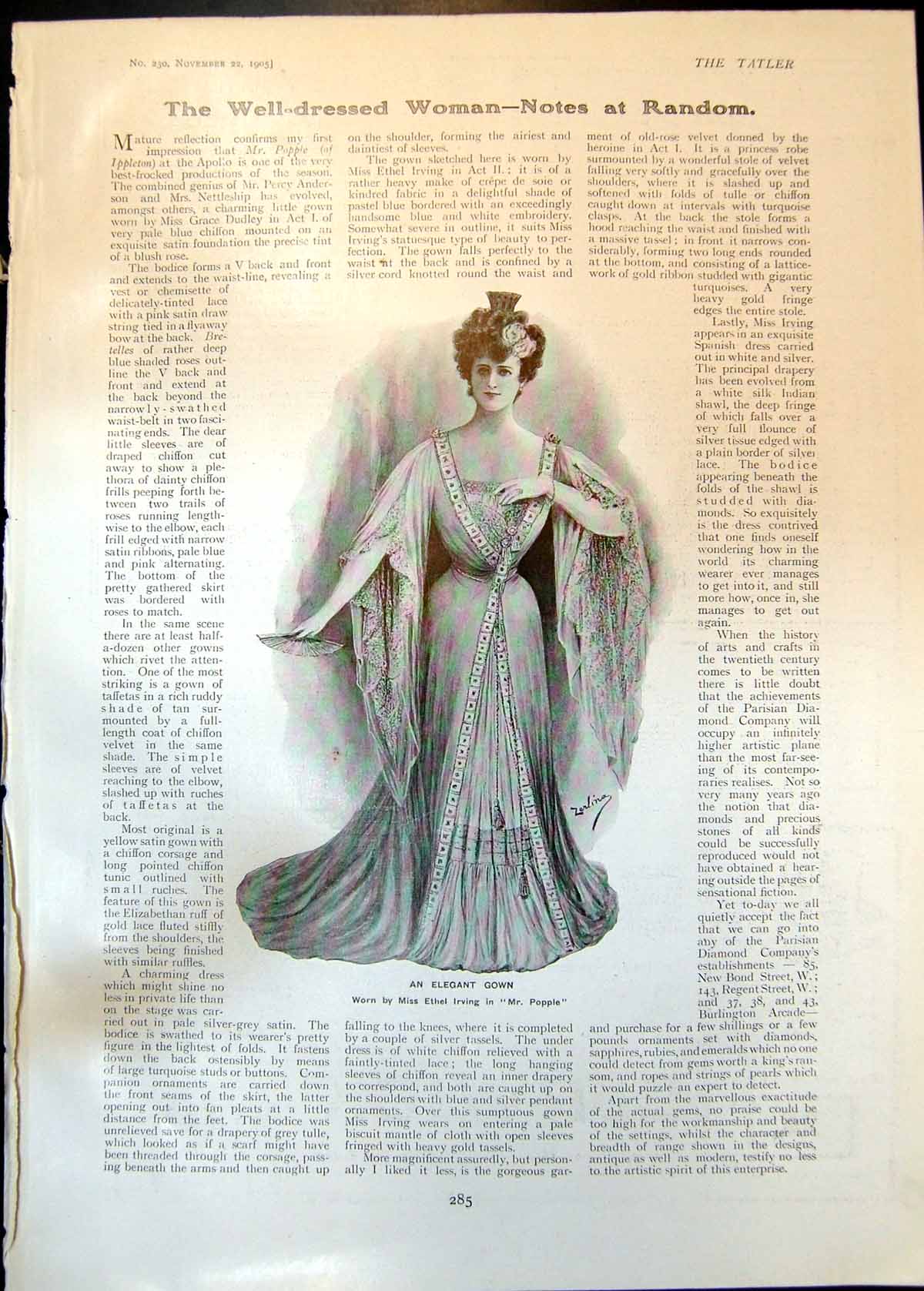 Old Elegant Gown Capt Frank Forester Hockey Hadley V Columbines 1905 20th