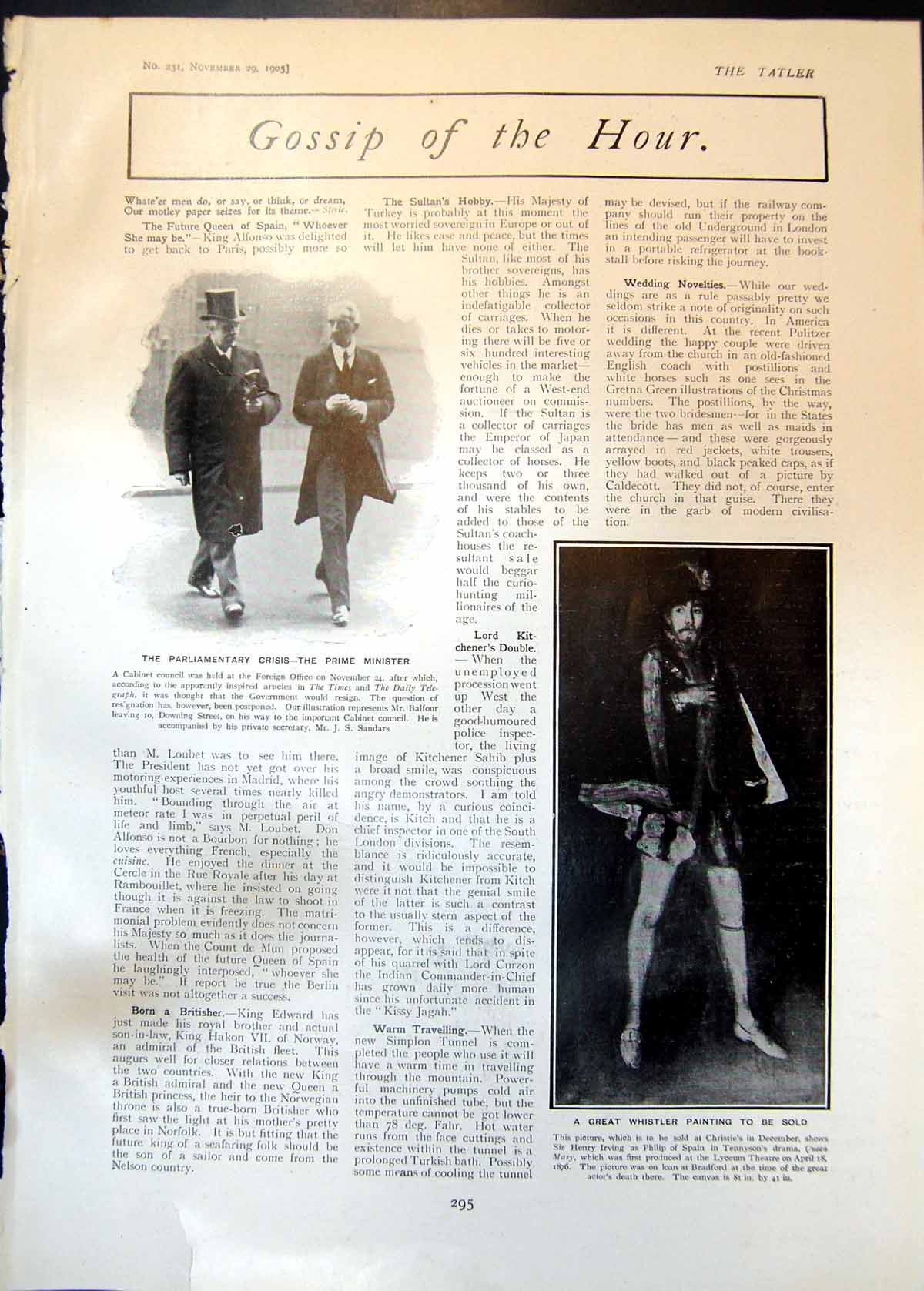 Old Parliamentary Crisis Mr Balfour J Sandars Filson Young C Gull 190 20th