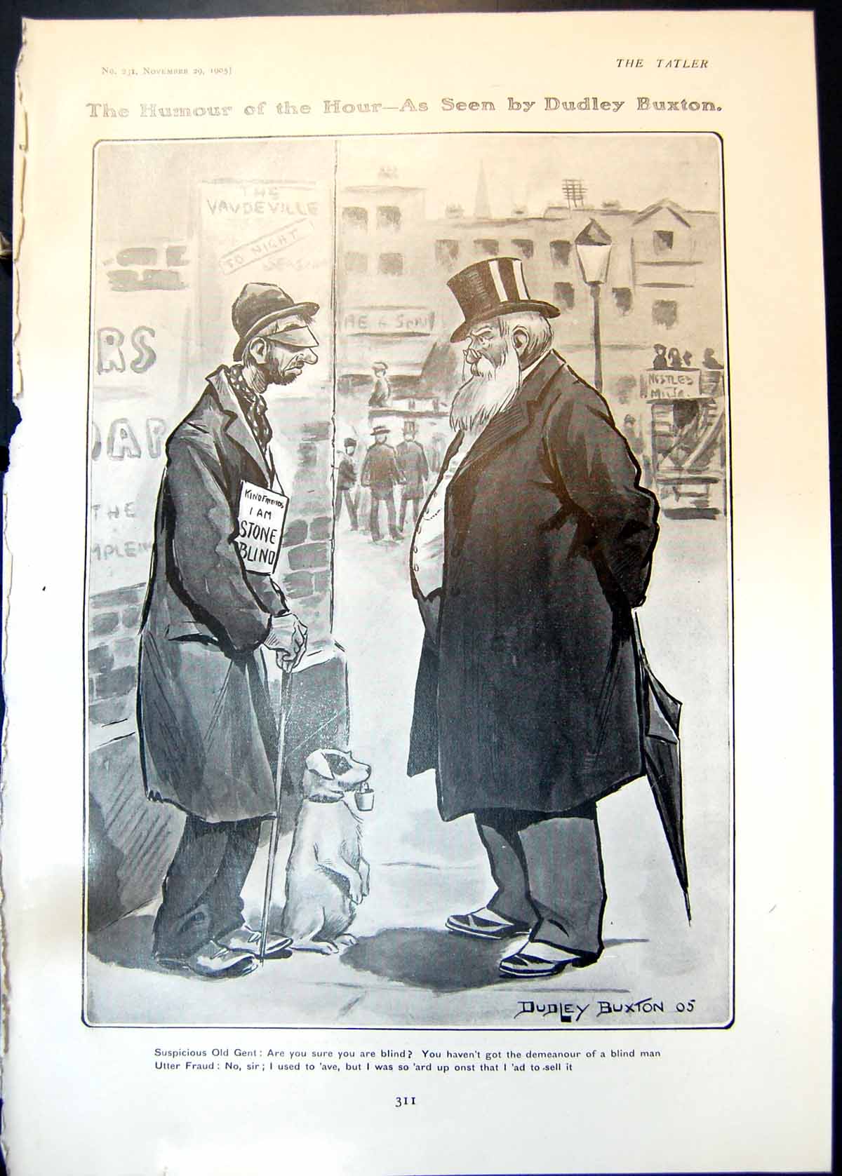 Antique Print Humour Blind Fraudster Countess Flanders Duke Luxemburg 1905 20th