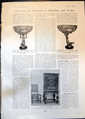 Antique Print Oak Cabinet Chair Persian Bowl French Mount Dinner Dress 1905