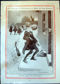 Antique Print Humour Christmas Brush Face Violinist Lady Beau Good Bye 1905