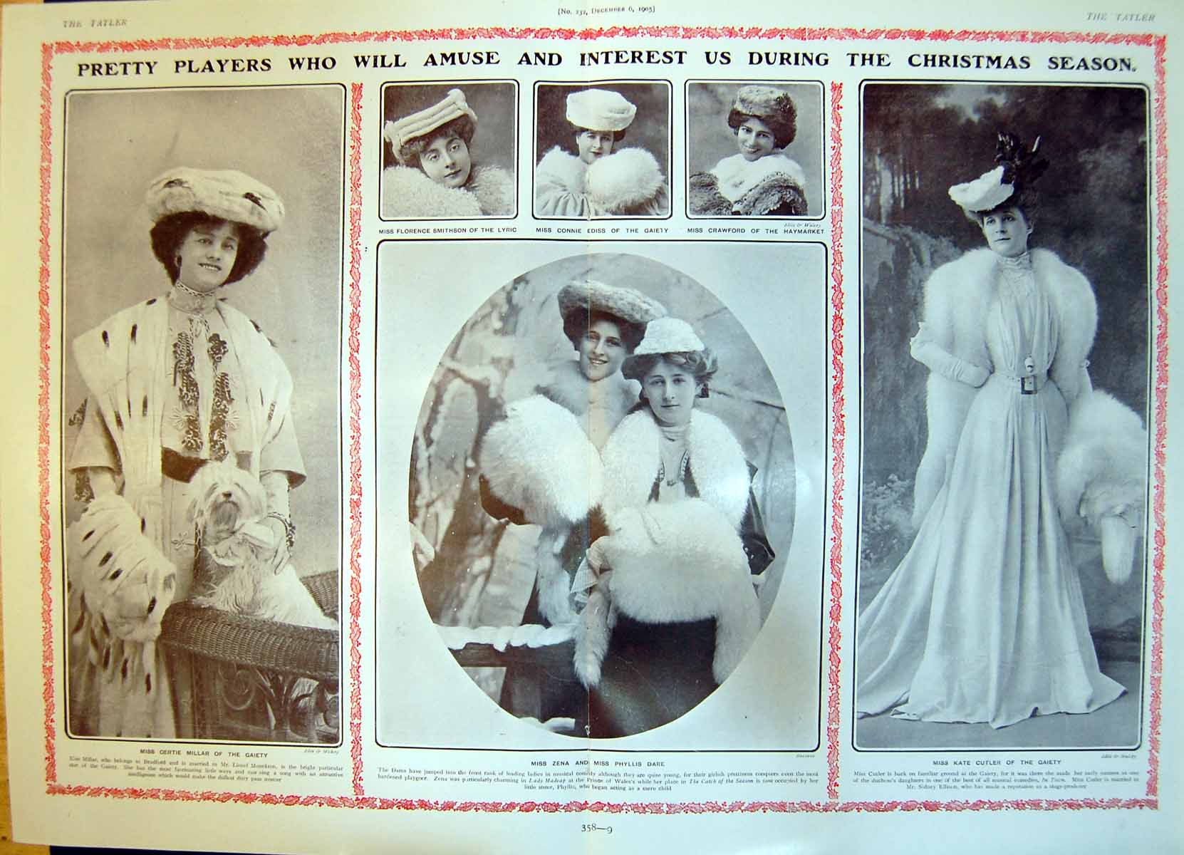 Old Players Christmas Gertie Millar Zena Phyllis Dare Kate Cutler 190 20th