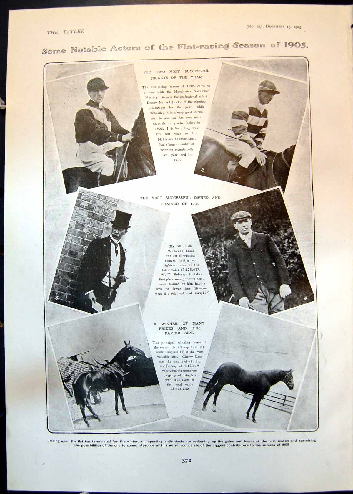 Antique Old Print Jockeys Danny Maher Wheatley Kitty Loftus Ethel Oliver 1905