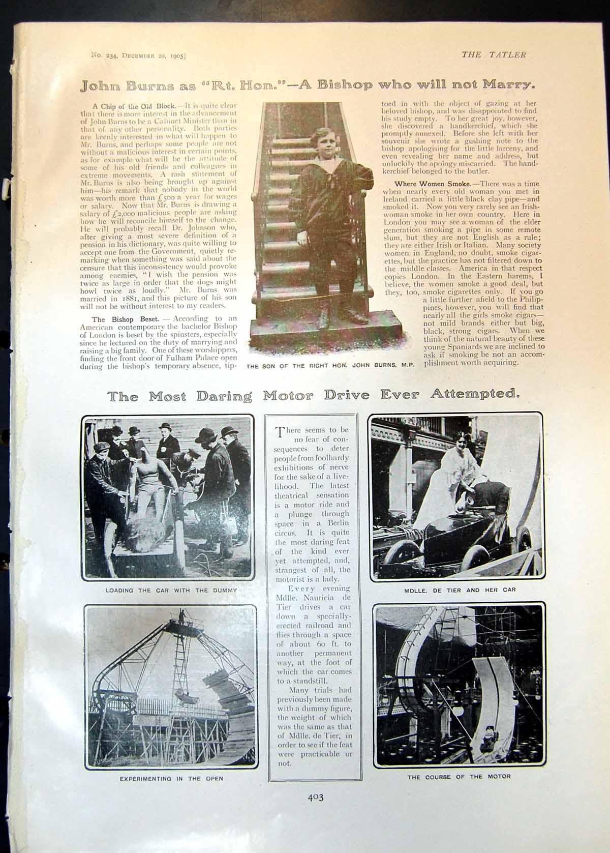 Old Son John Burns Daring Motor Drive Mdlle Tier Sketch Chas Thomas19 20th