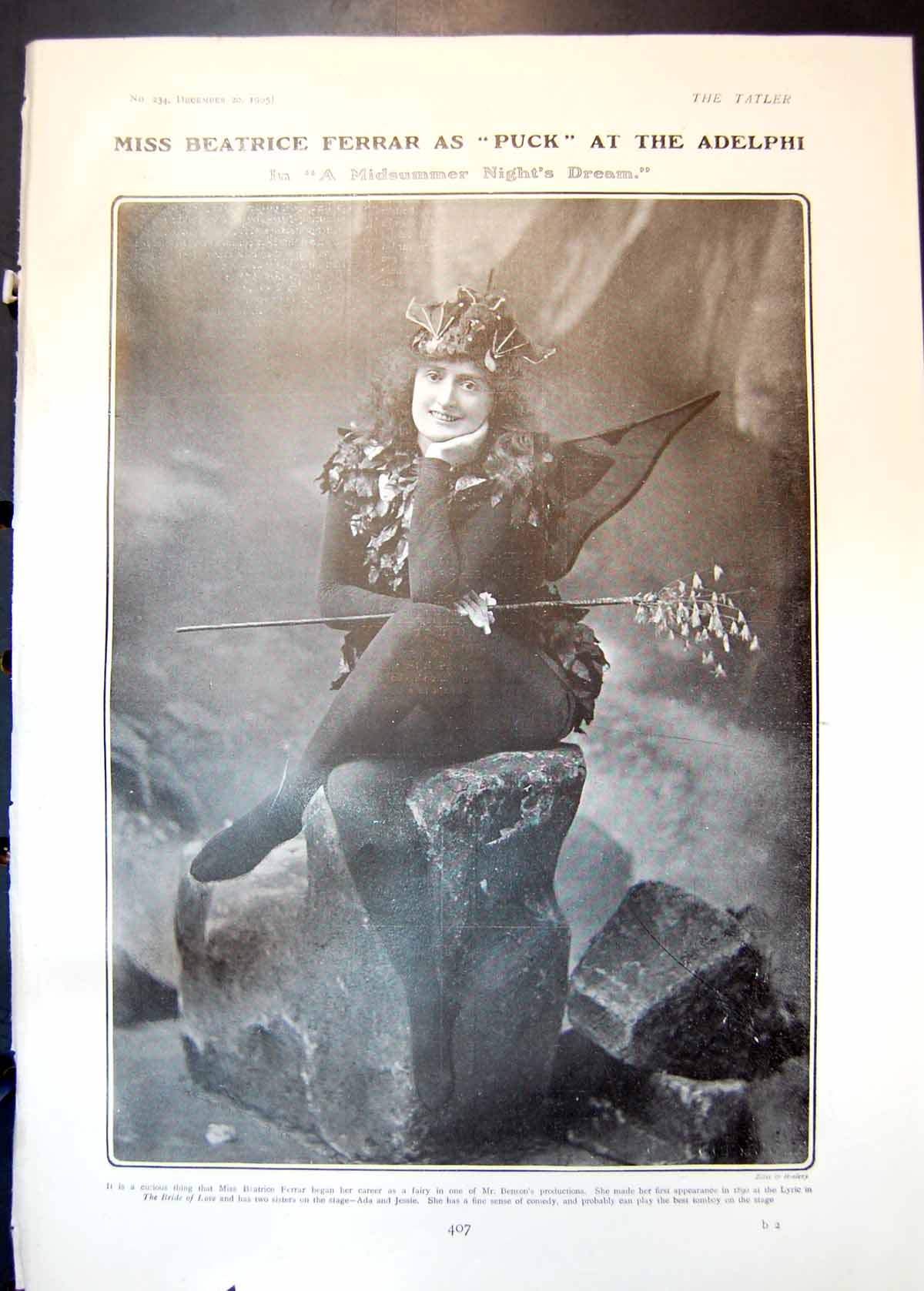 Old Print Beatrice Ferrar Puck Lady Harmsworth Lady Walrond De Stern 1905 20th