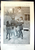 Antique Old Print Humour Hour Tom Browne Christmas Waits Mediaeval Study 1905