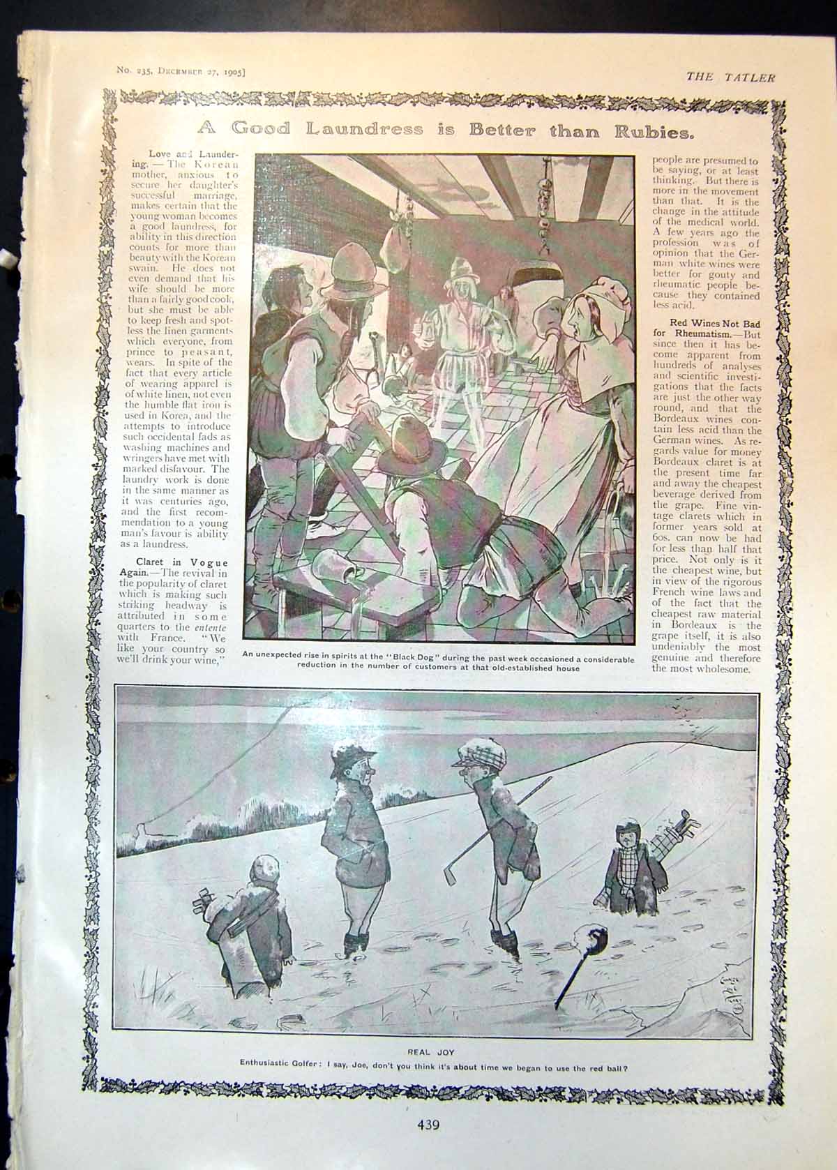 Old Comic Sketches Spirits Black Dog Real Joy Golf Snow Little Mary