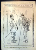 Antique Old Print Humour Life Phil May Loafer Looking Job Foreman Works 1905