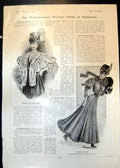 Antique Print Ermine Lace Wrap Skating Costume Covered Omnibus London 1905 20th