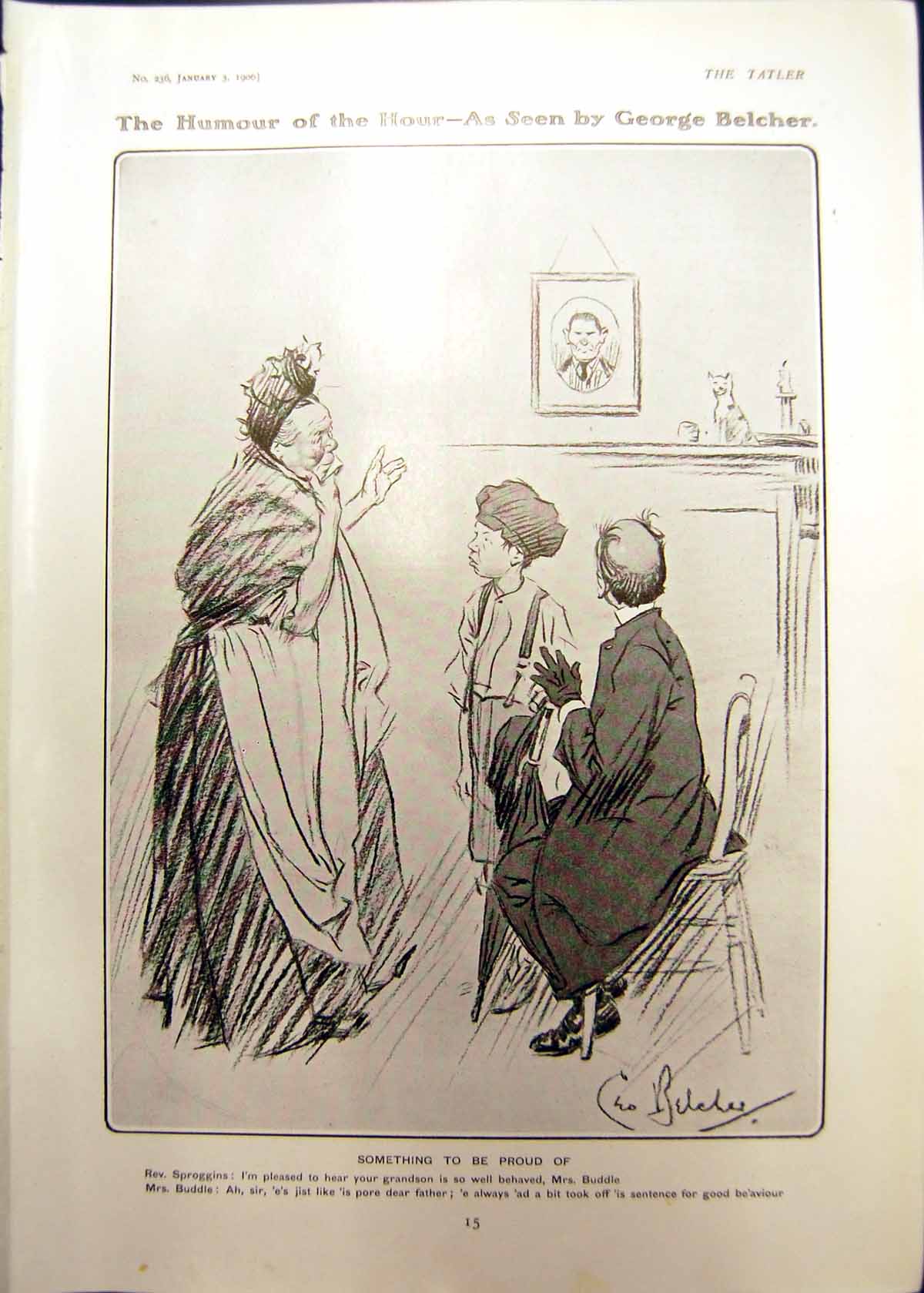 Antique Print Humour George Belcher Something To Be Poud Rev Sproggins 1906