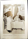 Antique Old Print Humour Tom Browne Dining Out Chestnut Haunted Chamber 1906