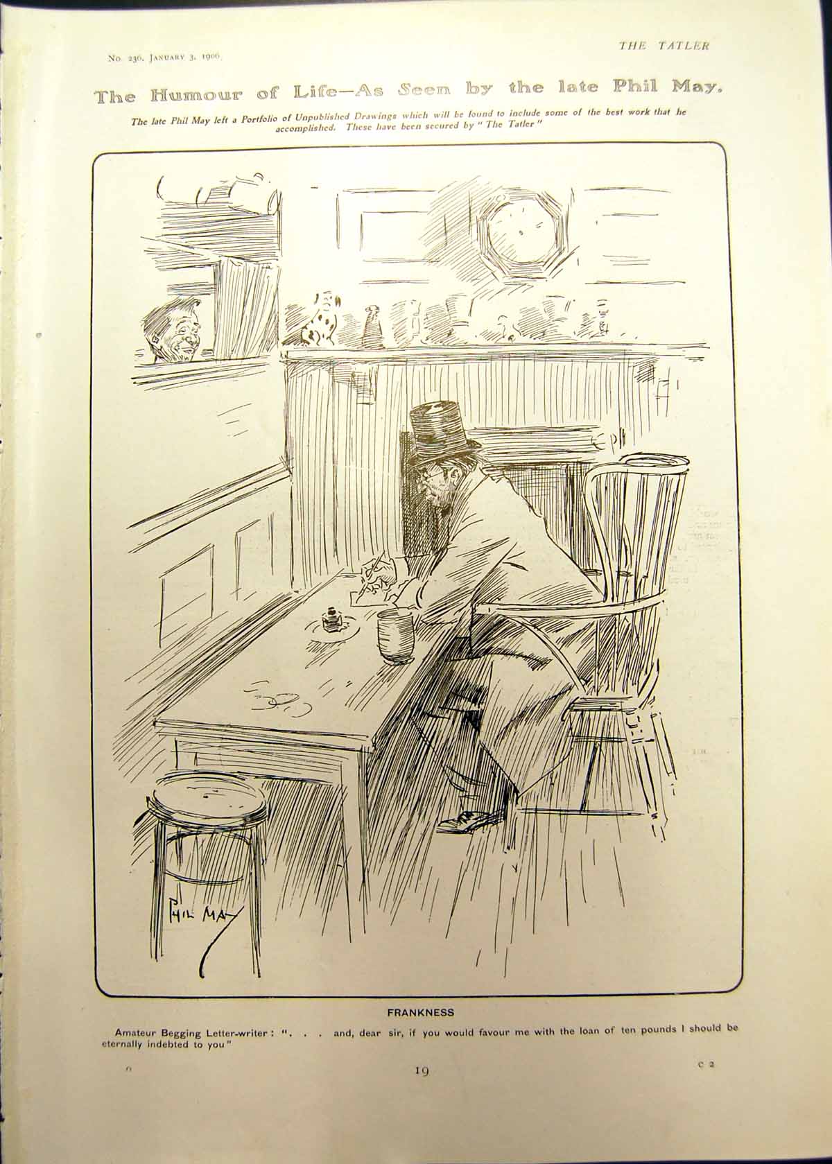 Old Humour Life Phil May Frankness Begging Letter Spoils Christmas 19 Victorian