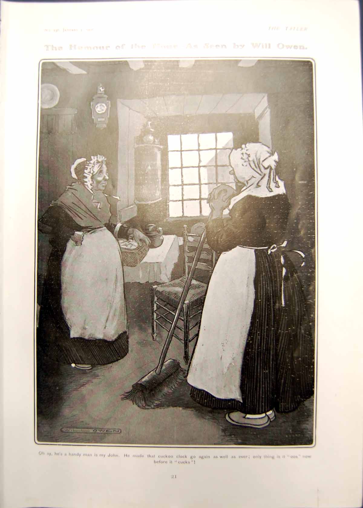 Antique Old Print Humour Hour Will Owen Handy Man John British Workman 1906