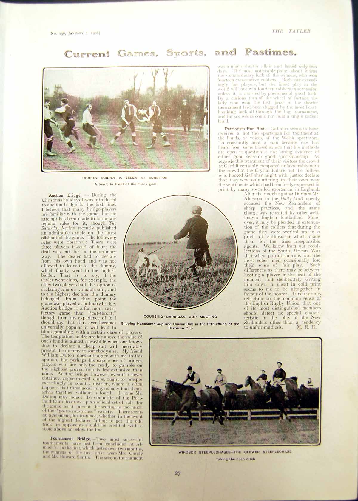 Old Hockey Surrey V Essex Surbiton Coursing Barbican Cup Meeting 1906 20th