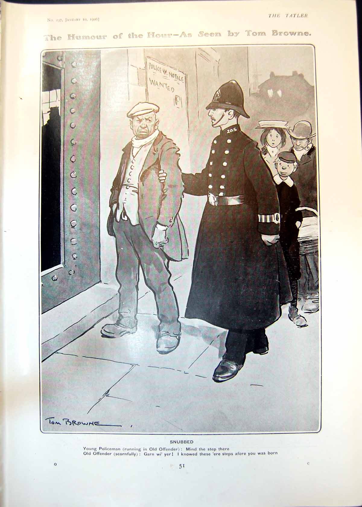 Original Old Antique Print Humour Hour Tom Browne Snubbed Chestnut Two Men 1906