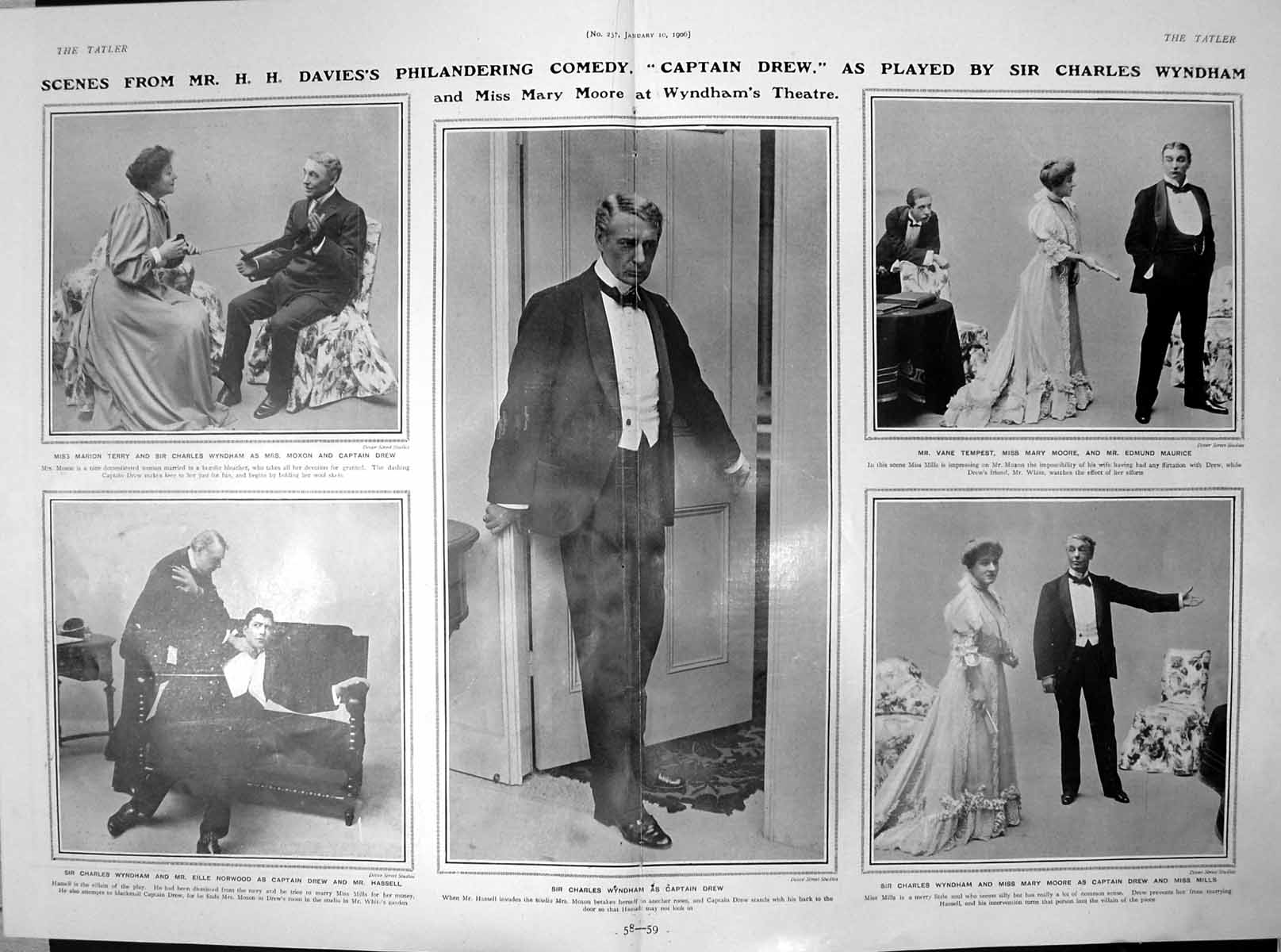 Old H Davies'S Philandering Comedy Captain Drew Charles Wyndham 1906 20th