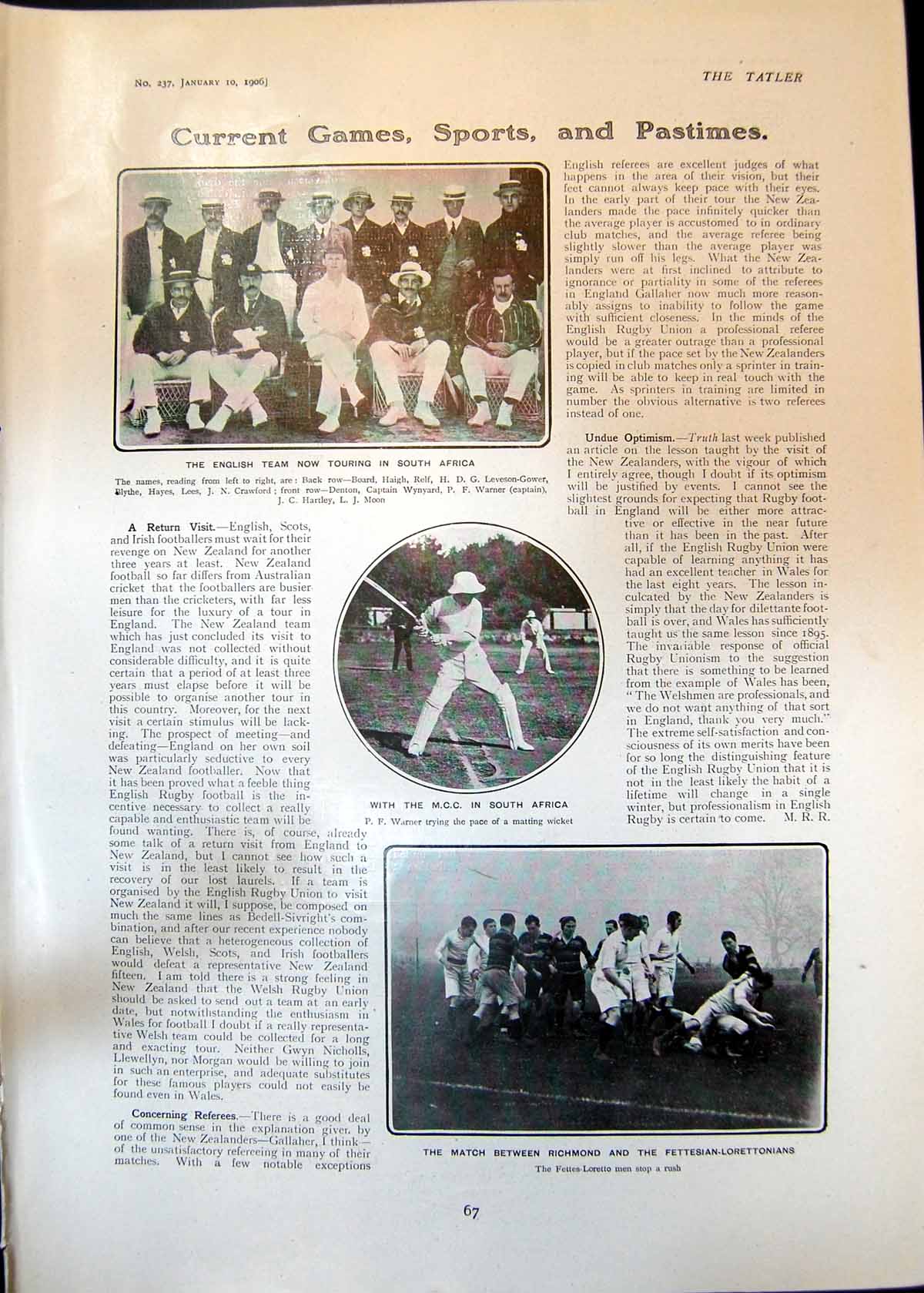 Antique Old Print English Team South Africa M C C Lowestoft China Mugs 1906