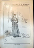 Original Old Antique Print Humour Life Phil May London Flower Girl Dog 1906