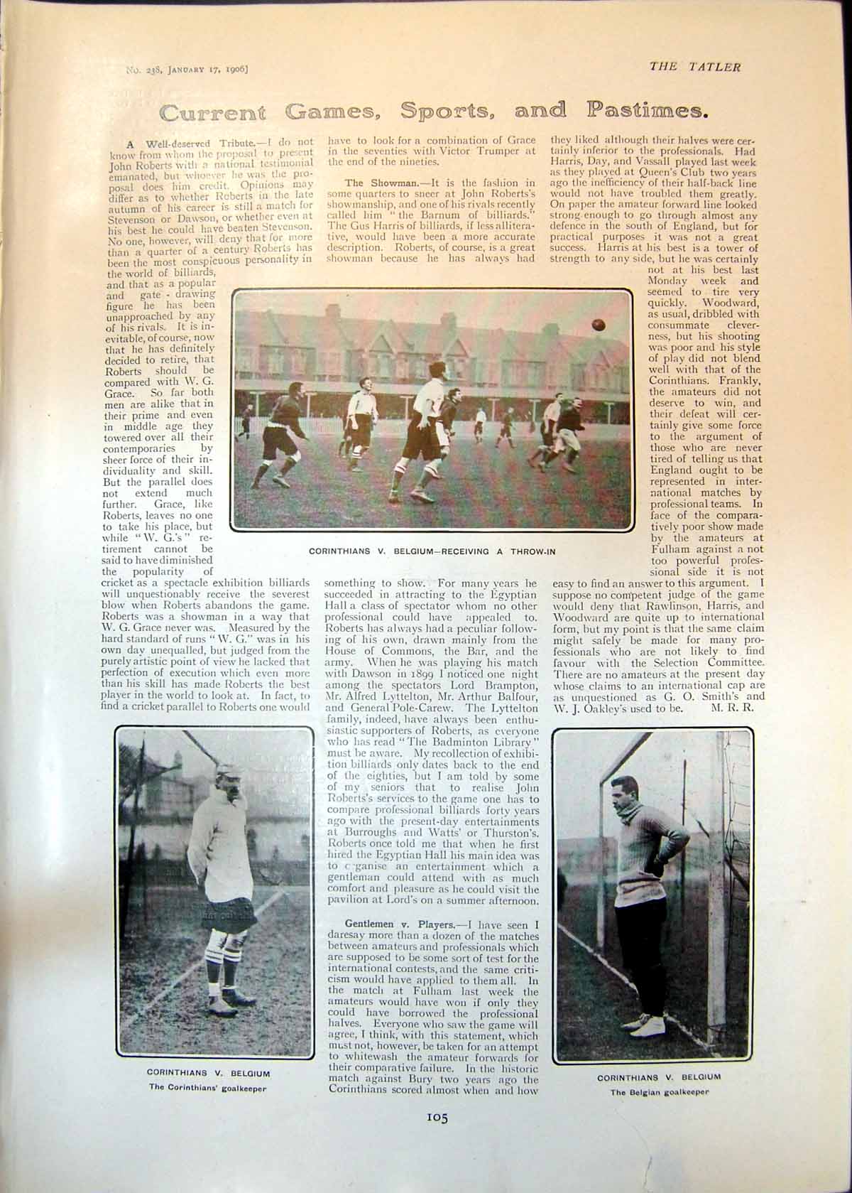 Old Corinthians V Belgium Goalkeepers Sectional Steamer Colonies 1906 20th