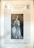 Antique Old Print Walking Gown Velvet Ermine Stole Muff Strategy Problem 1906