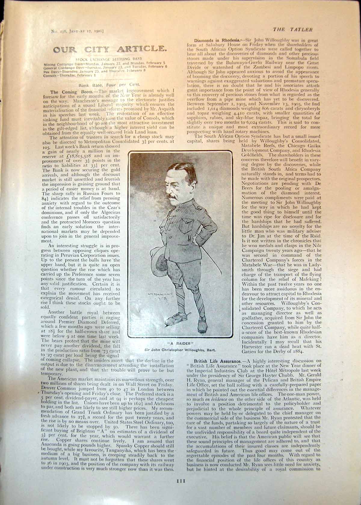 Antique Old Print Raider Sir John Christopher Willoughby Charles Higham 1906