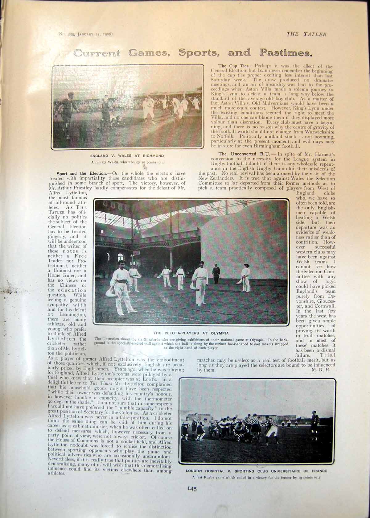 Old England V Wales Richmond Pelota Players Olympia Writing Table 190 Victorian