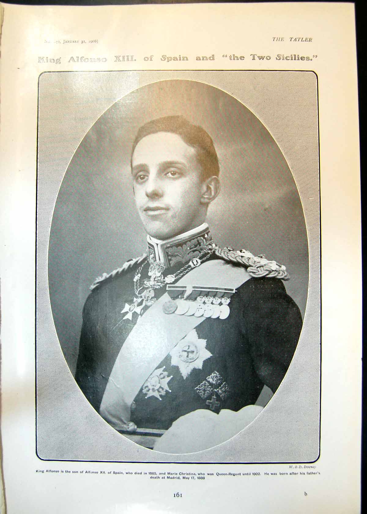 Antique Old Print King Alfonso X111 Spain Two Sicilies Lady Wolverton 1906